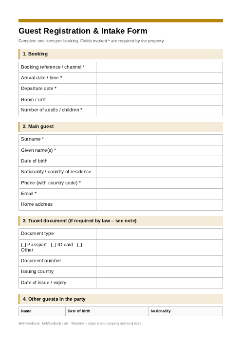 Preview: Guest Registration & Intake Form